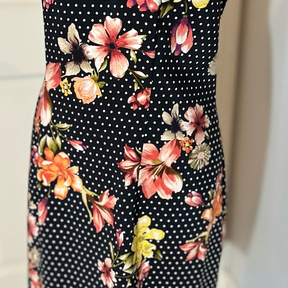 ALYX Black White Polka Dot Floral Sleeveless Work Business Professional Dress 12 - Picture 7 of 15